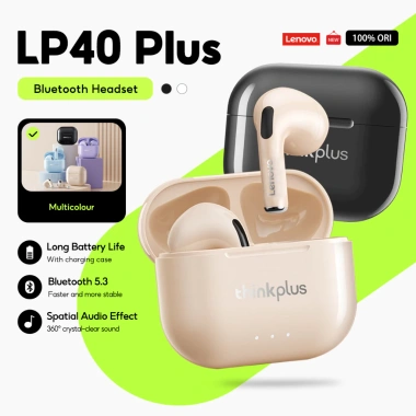 Tai nghe Lenovo LP40 Plus II không dây Bluetooth 5.3, HD Stereo, độ trễ thấp, Mic cho game thể thao - 217.273 VND