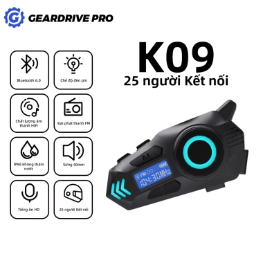 Tai nghe liên lạc xe máy Bluetooth K09 500m Music Share IPX8 40h pin HD Dynamic Light 25+Rider - Giá 432.000 VND