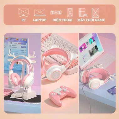 Tai Nghe Mèo SY-G35 Có Dây + Mic Đèn RGB Dễ Thương Chơi Game & Học Online - Giá 195k 3