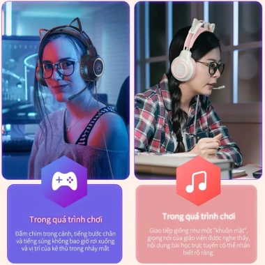 Tai Nghe Mèo SY-G35 Có Dây + Mic Đèn RGB Dễ Thương Chơi Game & Học Online - Giá 195k 4