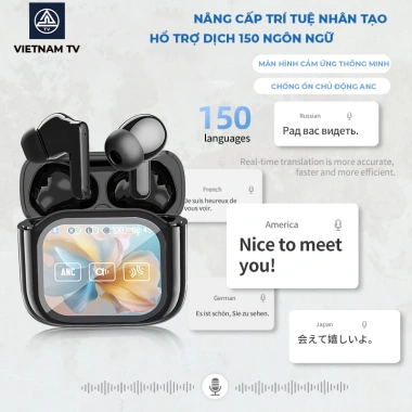 Tai Nghe Phiên Dịch 156 Ngôn Ngữ TV JM19 - ANC, IPX5, Màn Hình Cảm Ứng LED, Âm Thanh Sâu, Giá 599k 3