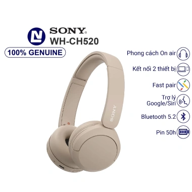 Tai nghe Sony WH-CH520 full box không dây on ear, đa điểm, giảm giá 1.157.000₫