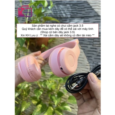 Tai Nghe Tai Mèo Bluetooth P47 không dây, khe cắm thẻ nhớ, âm thanh chất lượng, chỉ 93.000₫ 8