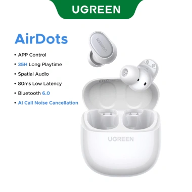 Tai nghe UGREEN Dots Bluetooth 6.0 TWS 4 Mic - AAC/SBC, Hi-Pure, giá 319.000₫ 9 Tai nghe UGREEN Dots Bluetooth 6.0 TWS 4 Mic - AAC/SBC, Hi-Pure, giá 319.000₫ 9