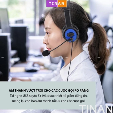 Tai Nghe USB/Jack35 TINAN 490/493 kèm micro, phù hợp CSKH, telesale, salephone, học online - Giá chỉ 258.000đ