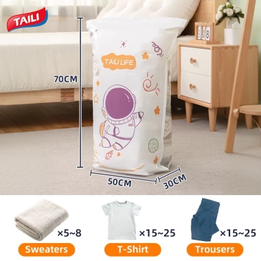 TAILI Túi nén chân không 3D tiết kiệm không gian, không bơm, dung tích lớn, quần áo, chăn