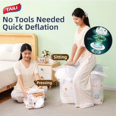 TAILI Túi nén chân không 3D tiết kiệm không gian, không bơm, dung tích lớn, quần áo, chăn