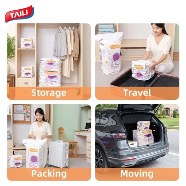 TAILI Túi nén chân không 3D tiết kiệm không gian, không bơm, dung tích lớn, quần áo, chăn