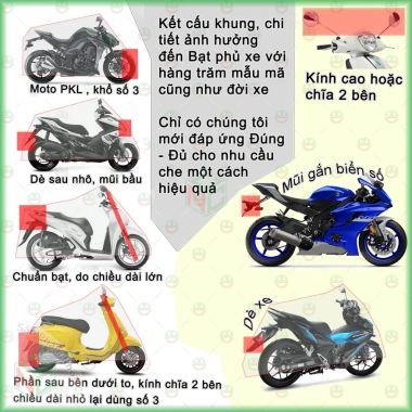 Tấm Bạt Áo Trùm Xe Máy Cao Cấp Dày Bền, Chống Quéo, Pô Nóng, Mát Nắng - Nhiều Màu, 153.6k 2