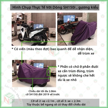 Tấm Bạt Áo Trùm Xe Máy Cao Cấp Dày Bền, Chống Quéo, Pô Nóng, Mát Nắng - Nhiều Màu, 153.6k 7