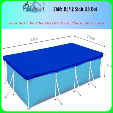 Tấm bạt lót đáy hồ bơi 4m x 2m, bạt phủ bể bơi khung kim loại - Giá chỉ 140.000đ, sạch gọn cho bể bơi gia đình
