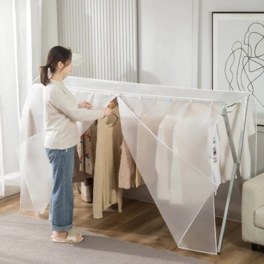 Tấm bạt nhựa PEVA 2 tà siêu dài siêu to, chống bám bụi, nước, nắng cho sào quần áo 119k