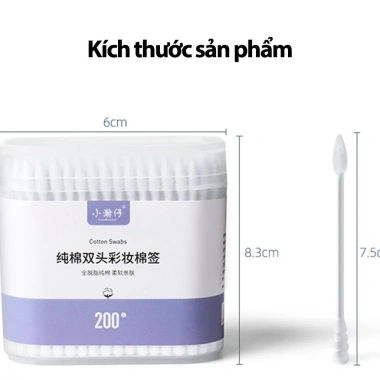 Tăm bông 2 đầu 200 cây - Cao cấp, mềm mịn, thấm hút, vệ sinh ráy tai 19.000₫ 6
