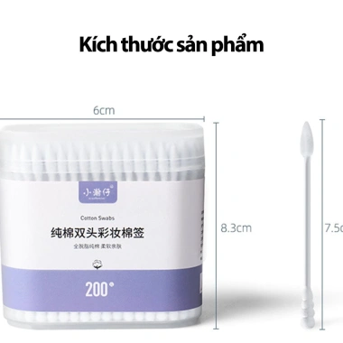 Tăm Bông 200 Cây 2 Đầu Thân Gỗ Kháng Khuẩn - Vệ Sinh Tai Mũi Giá 18.5k 5
