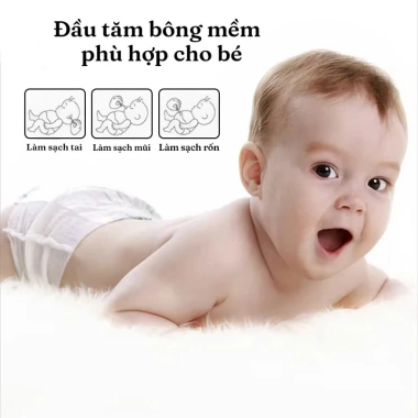 Tăm bông Kiyou cho bé sơ sinh giấy kháng khuẩn, đầu siêu nhỏ mềm mại - Giá 21.560 VND 3