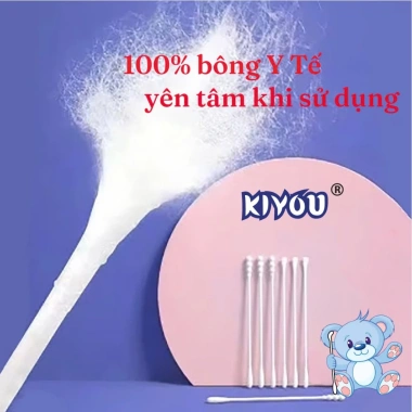 Tăm bông Kiyou cho bé sơ sinh giấy kháng khuẩn, đầu siêu nhỏ mềm mại - Giá 21.560 VND 4