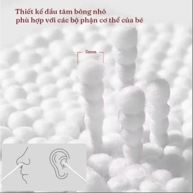 Tăm bông Kiyou cho bé sơ sinh giấy kháng khuẩn, đầu siêu nhỏ mềm mại - Giá 21.560 VND 6