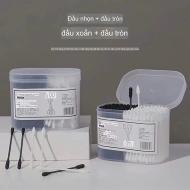 Tăm Bông Ngoáy Tai 2 Đầu Gỗ Thân Thiện Môi Trường, Hộp 300 Que Thiết Kế Mới Lạ - 49.000