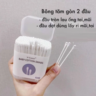 Tăm bông ngoáy tai Kiyou cho bé sơ sinh Bông tự nhiên hộp 250 que Uni 25.000₫