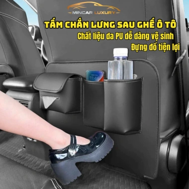 Tấm Chắn Lưng Sau Ghế Ô Tô Mincar Da PU Túi Đựng Đồ Tiện Lợi, Dễ Vệ Sinh Tấm Chắn Lưng Sau Ghế Ô Tô Mincar Da PU Túi Đựng Đồ Tiện Lợi, Dễ Vệ Sinh