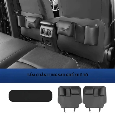Tấm Chắn Lưng Sau Ghế Ô Tô Mincar Da PU Túi Đựng Đồ Tiện Lợi, Dễ Vệ Sinh