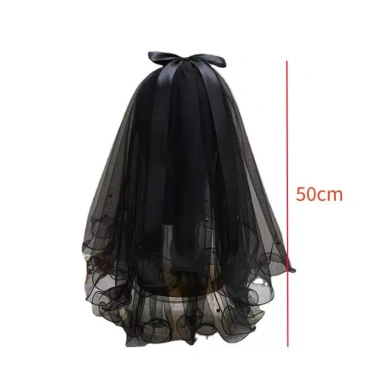 Tấm che mặt đen nhiều lớp ngọc trai sang trọng cho cô dâu chụp ảnh đám cưới - Giá ưu đãi 44,416₫