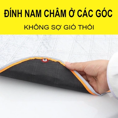 Tấm Che Nắng Kính Lái Ô Tô Cao Cấp 4 Lớp Tráng Bạc, 9 Nam Châm, 4 Dây Đai, Tai Gương Phản Quang - 162k