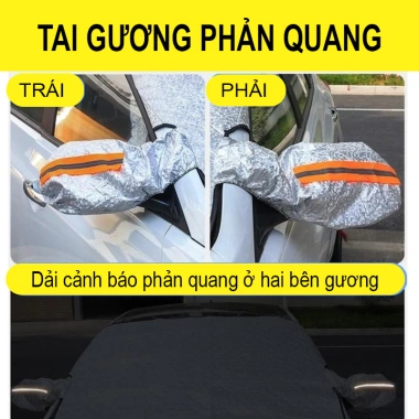 Tấm Che Nắng Kính Lái Ô Tô Cao Cấp 4 Lớp Tráng Bạc, 9 Nam Châm, 4 Dây Đai, Tai Gương Phản Quang - 162k