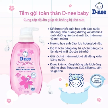 Tắm gội toàn thân em bé D‑Nee hồng Sakura 800ml - Giá giảm 20% chính hãng 3