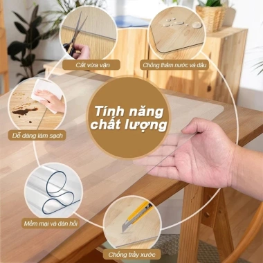 Tấm lót bàn ăn PVC siêu dày trong suốt, chống trượt, chống dầu - Giá chỉ 227.318₫