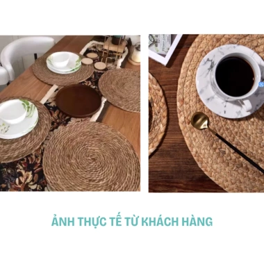 Tấm lót đĩa bàn tiệc rơm thủ công - Miếng lót bát đĩa sang trọng, bảo vệ sạch, giảm 23% chỉ 40.000đ