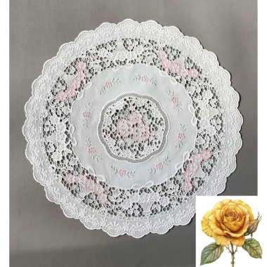 Tấm lót lọ bình hoa tròn trắng 30cm nhựa ren hoa - dùng làm lót ly, trà, chén dĩa - Giá 30.000đ