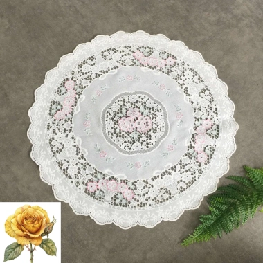 Tấm lót lọ bình hoa tròn trắng 30cm nhựa ren hoa - dùng làm lót ly, trà, chén dĩa - Giá 30.000đ