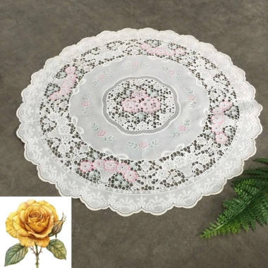 Tấm lót lọ bình hoa tròn trắng 30cm nhựa ren hoa - dùng làm lót ly, trà, chén dĩa - Giá 30.000đ