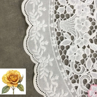 Tấm lót lọ bình hoa tròn trắng 30cm nhựa ren hoa - dùng làm lót ly, trà, chén dĩa - Giá 30.000đ