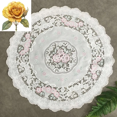 Tấm lót lọ bình hoa tròn trắng 30cm nhựa ren hoa - dùng làm lót ly, trà, chén dĩa - Giá 30.000đ