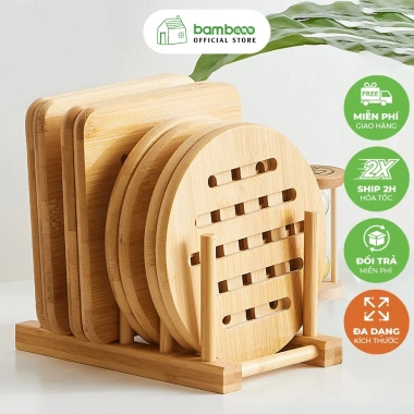 Tấm lót nồi tre cách nhiệt BAMBOOO ECO - Đa kích thước, chống trầy, 45.000 VND