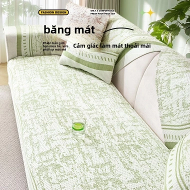 Tấm Lót Sofa Hạt Đậu 3D giảm nhiệt 3 lớp, khô nhanh 1h, size 70x70cm, tặng vỏ gối 4