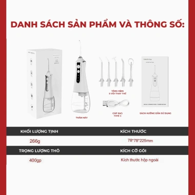 Tăm nước cầm tay KAW 300ml - làm sạch sâu, vệ sinh răng miệng, tặng 5 đầu, giá 485.450 VND