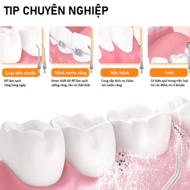 Tăm Nước Cao Cấp - Vệ Sinh Răng Miệng Sạch Sâu, Công Nghệ Sóng Âm, Pin Lớn, Thiết Kế Tiện Lợi, 129k 6 Tăm Nước Cao Cấp - Vệ Sinh Răng Miệng Sạch Sâu, Công Nghệ Sóng Âm, Pin Lớn, Thiết Kế Tiện Lợi, 129k 6
