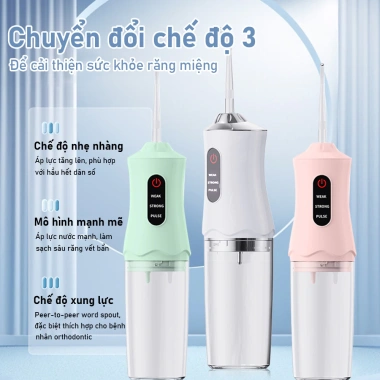 Tăm Nước Cao Cấp Vệ Sinh Răng Miệng Sạch Sâu – Sóng Âm, Pin Lớn, Tiện Lợi 105k