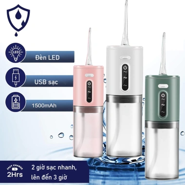 Tăm Nước Cao Cấp Vệ Sinh Răng Miệng Sạch Sâu – Sóng Âm, Pin Lớn, Tiện Lợi 105k