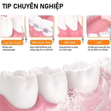 Tăm Nước Công Nghệ Sóng Âm + Pin Lớn - Vệ Sinh Răng Miệng Sâu - 106.348 VND