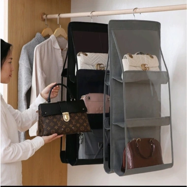 Tấm treo đựng túi xách 6 ngăn 2 mặt tiện lợi bảo quản sạch giỏ xách gọn gàng 10