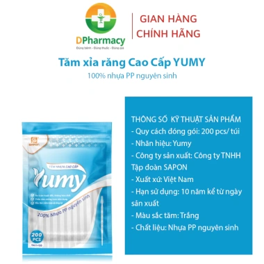Tăm xỉa răng Cao Cấp YUMY - Làm sạch răng tiện lợi, túi zip ghép 200 chiếc, giá ưu đãi 33.515₫