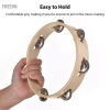 Tambourine 10 inch freevn WOTAO cho người lớn - âm thanh leng keng, nhẫn gỗ quay tay, màu tự nhiên, nhạc cụ gõ kim loại 5