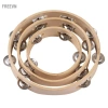 Tambourine 10 inch freevn WOTAO cho người lớn - âm thanh leng keng, nhẫn gỗ quay tay, màu tự nhiên, nhạc cụ gõ kim loại 8