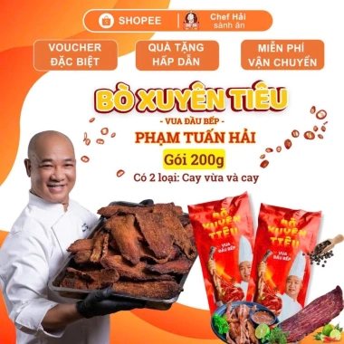 Tặng 02 gói muối chấm - Combo 2 gói Bò Xuyên Tiêu Bếp Chef Hải, Masterchef Phạm Tuấn Hải, giá ưu đãi 746.000