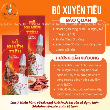Tặng 02 gói muối chấm - Combo 2 gói Bò Xuyên Tiêu Bếp Chef Hải, Masterchef Phạm Tuấn Hải, giá ưu đãi 746.000