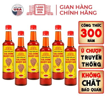 Tặng 1 chai 125ml - Thùng 6 chai Nước mắm nhì truyền thống cá cơm ruột đỏ Làng Chài Xưa 525ml - Chỉ 220.000đ